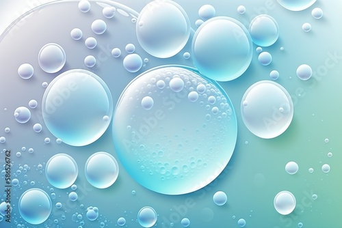 Bubbles in Water Texture. Light Blue Blubble Backgroud / Backdrop - Generative Ai Illustration 