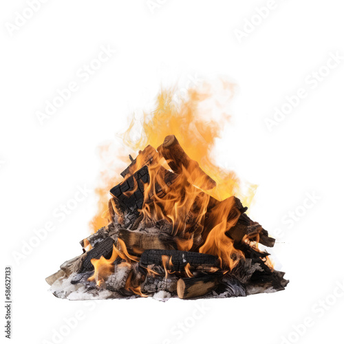 Obraz na plátne bonfire with flame , isolated on transparent background cutout , generative ai