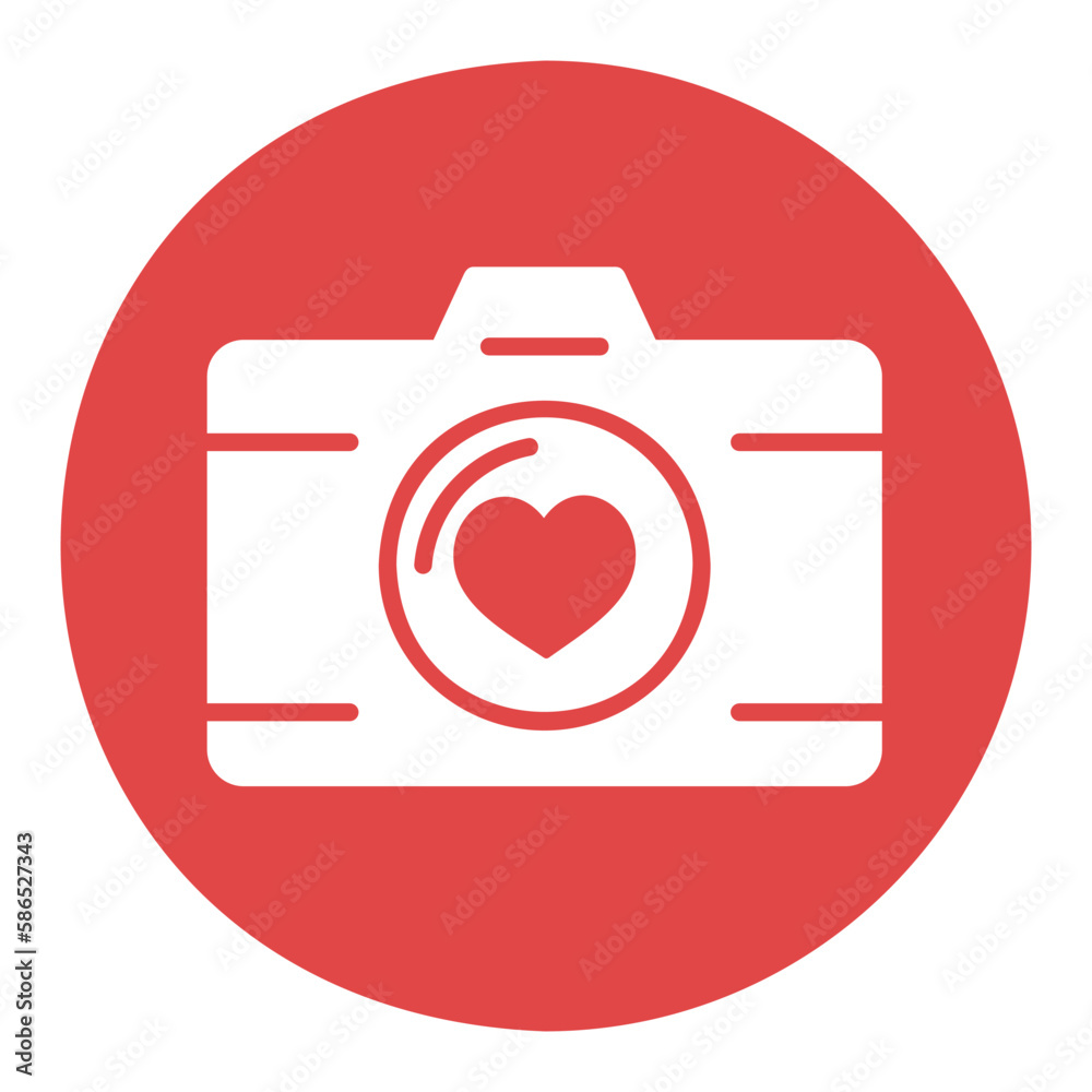Wedding party camera with love lens vector icon Wedding party camera with love lens vector icon