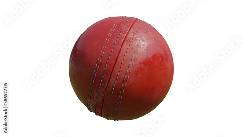 Realistic 3D cricket ball on white background. 3d Render.