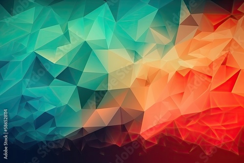 triangular abstract background with vibrant colors. Generative AI © AkuAku