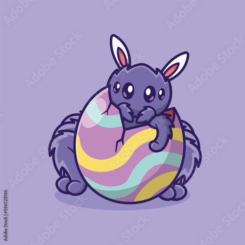 illustration of a cute spider animal in cartoon style,To commemorate the Easter Festival