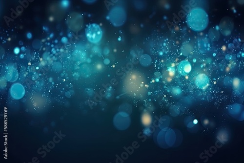 blurred blue lights on a dark background creating a mesmerizing atmosphere. Generative AI