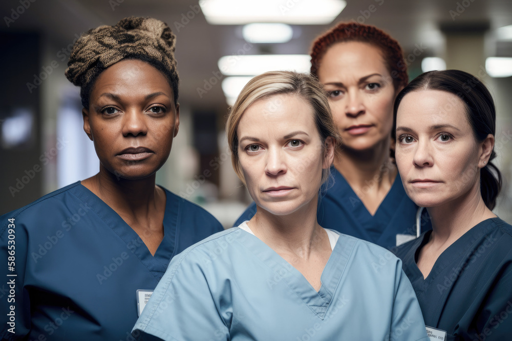 Nurses united, promoting diversity and fostering inclusive women empowerment in the workplace. Generative AI. Nurses united, promoting diversity and fostering inclusive women empowerment in the workplace. Generative AI.