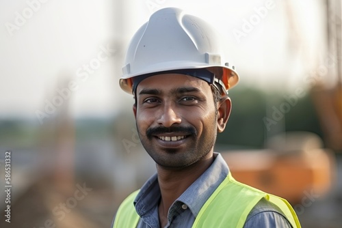 Indian male architect smiling at the camera, Generative AI © Mohammad