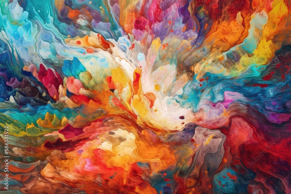 vibrant and colorful painting with a mix of hues and shades. Generative AI