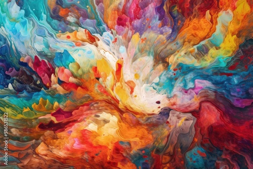 vibrant and colorful painting with a mix of hues and shades. Generative AI