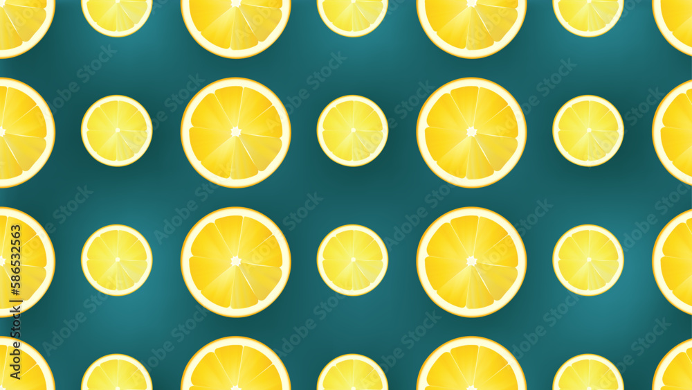 Lemon slice background.Seamless pattern with lemon slices