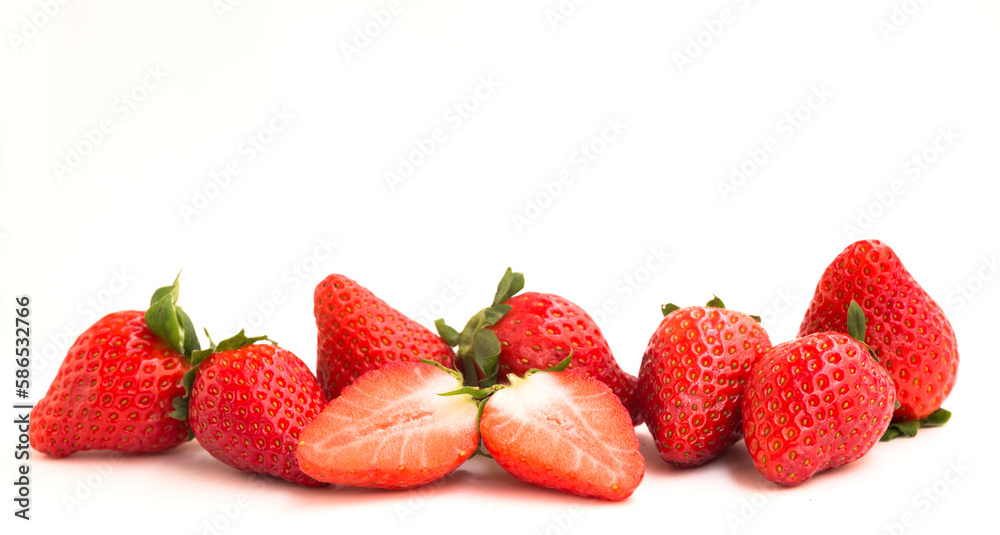 fresh appetizing strawberries on white background with a place for inscription fresh appetizing strawberries on white background with a place for inscription