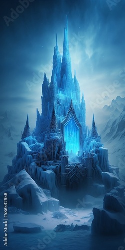 Ice Fortress with the Glacial Beauty of a Snow-Capped Castle Generated by AI © Rodrigo