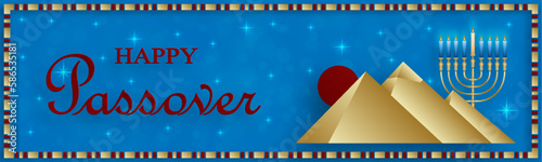 Happy Passover card, the Pessah holiday with nice and creative Jewish symbols