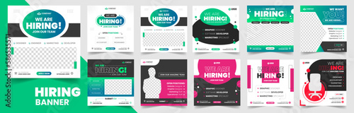 We are hiring job vacancy social media post banner design set template with. We are hiring job vacancy square web banner design bundle. Hiring banner set. Hiring Banner bundle.