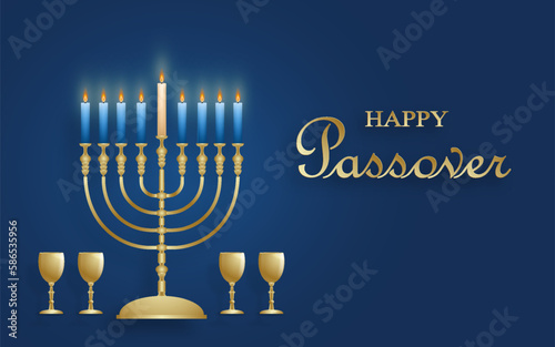 Happy Passover card, the Pessah holiday with nice and creative Jewish symbols