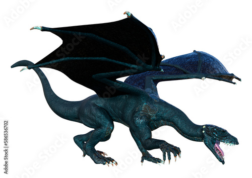 3D Rendering Fairy Tale Dragon on White