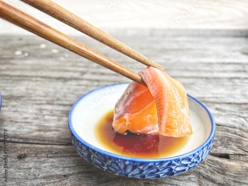 Fresh raw salmon Japanese food