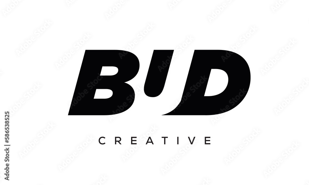 BUD letters negative space logo design. creative typography monogram vector