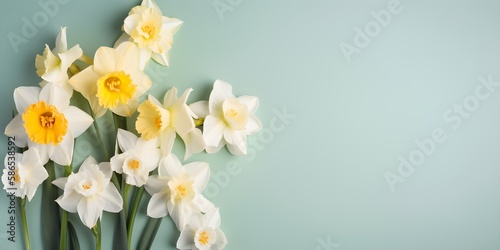 Narcissus On Pastel Colored Wall Background | Generative AI Artwork