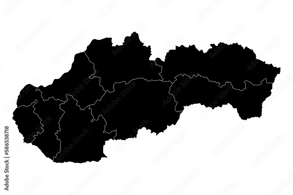 Slovakia map with regions. Vector illustration.