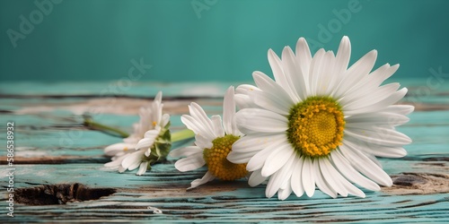 Daisy Flower On Pastel Colored Wooden Table Background | Generative AI Artwork