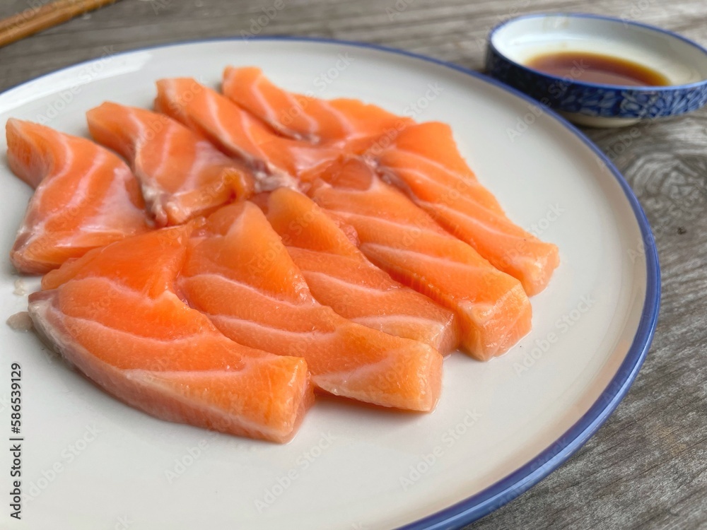 Fresh raw salmon Japanese food