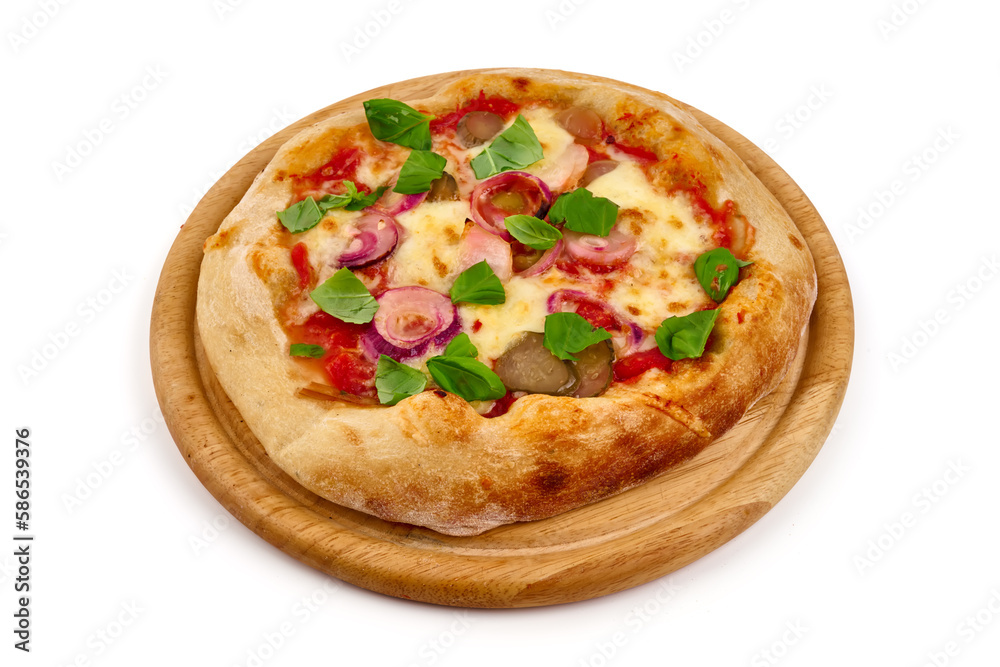 Pizza napoletana, italian traditional cuisine, isolated on white background.
