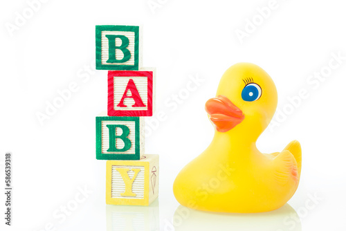 Children's toys on a white background