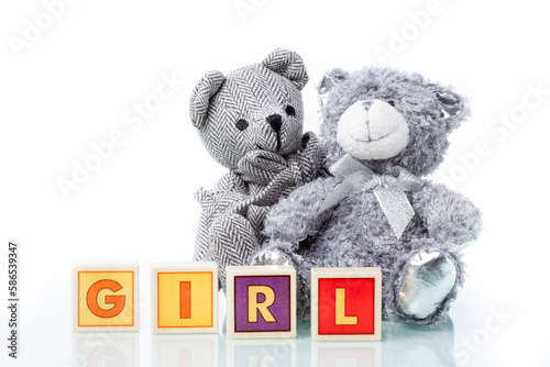 Children's toys on a white background