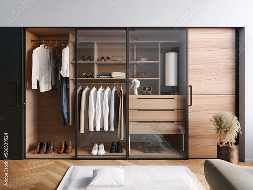 Fotografiet Dressing room in a modern style, minimalist design, copy space