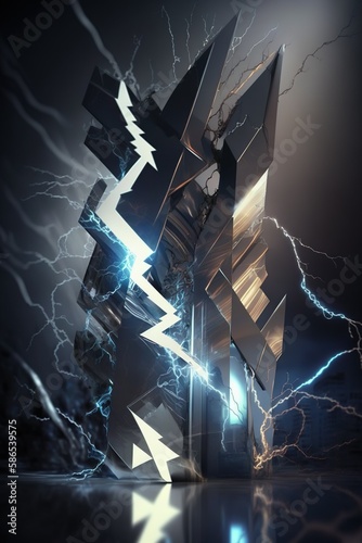 digital lightning cube - AI