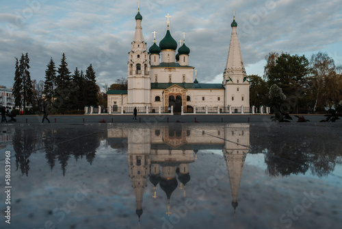 View of Ilyinskaya Church in Yaroslavl in front of the Yaroslavl Oblast government building