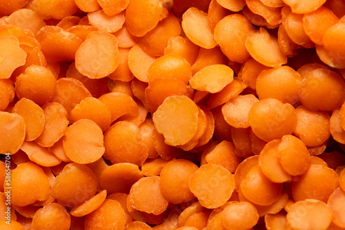 Close-up of orange-red lentils legumes