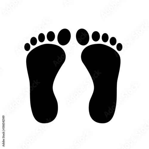 Foot print icon. Black on white Naked foot print simple icon vector. Flat design style stock vector illustration of foot.