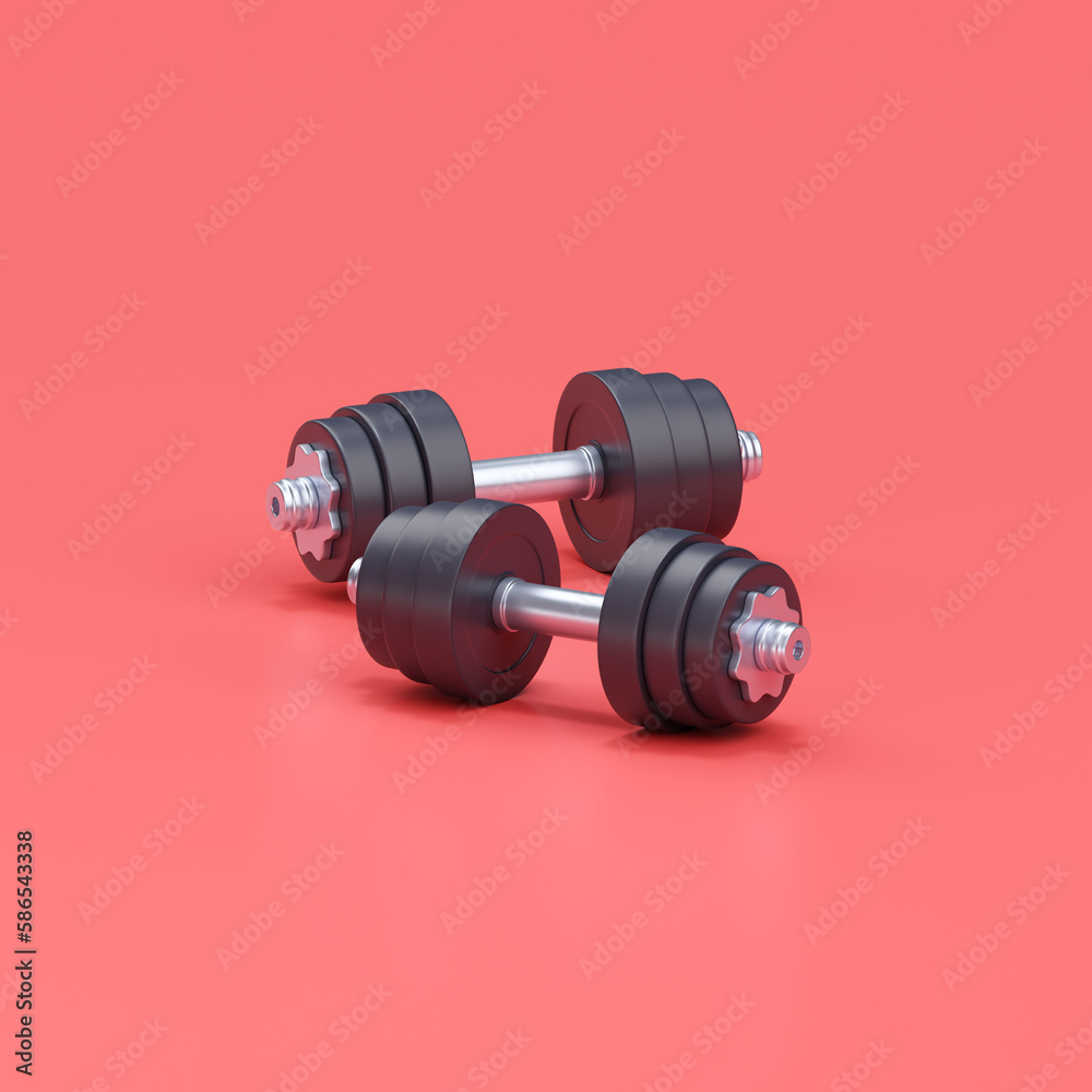 Dumbbell 3d render icon - black gym equipment, realistic fitness barbell for fit execise accessories Dumbbell 3d render icon - black gym equipment, realistic fitness barbell for fit execise accessories