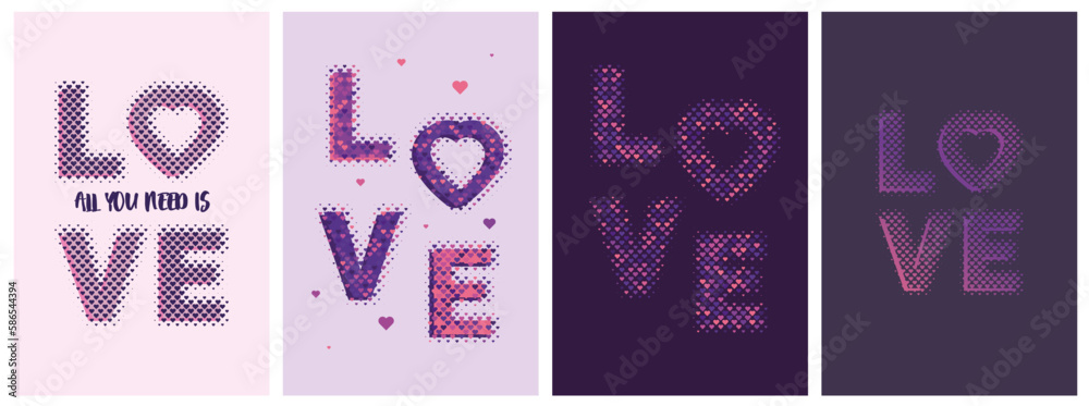 LOVE - vector backgrounds. Colourful graphic. LOVE - vector backgrounds. Colourful graphic.