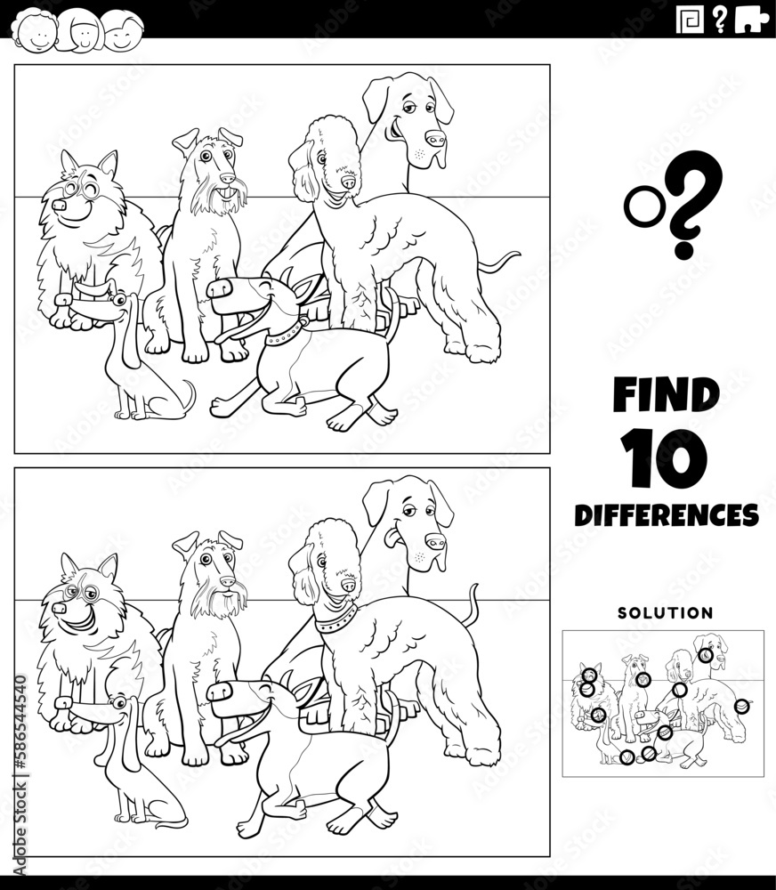 differences task with purebred dogs coloring page differences task with purebred dogs coloring page