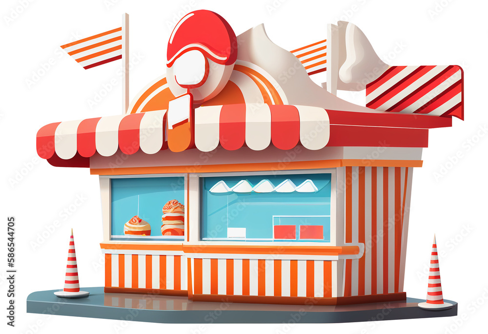 3D shop building facade with Baking store, cafe, bread, pastry and