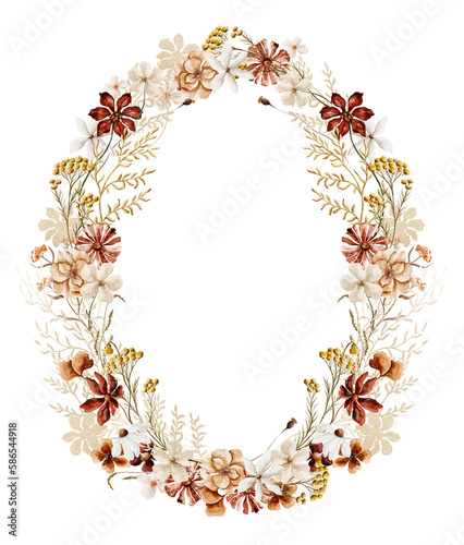 wreath of flowers wild bloom floral frame