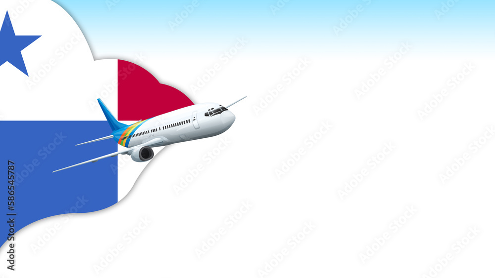 Fototapeta premium 3d illustration plane with Panama flag background for business and travel design