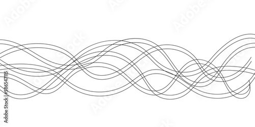 Abstract wavy smooth black curved line background. 