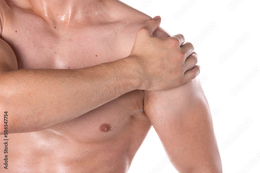Health problems. Man and pain. White background. Health problems. Man and pain. White background.