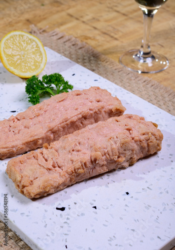 Tasty vegetarian vegan fish free salmon steak, healthy food