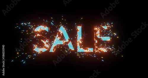 The disappearance of the sale inscription, gorenje and smoldering with sparks and particles in the form of small crosses and dots, the concept of the end of promotions and discounts, 3d rendering photo