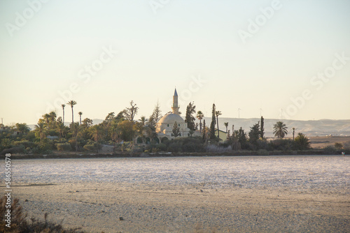 Beautiful view of the Hala Sultan Tekke, in Larnaca on the island of Cyprus