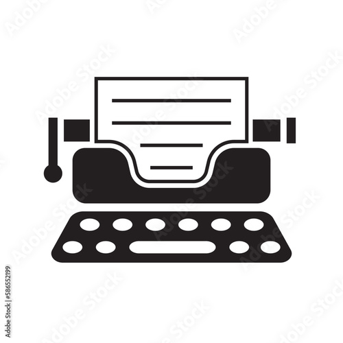 typewriter icon, vintage, black, vector illustration 