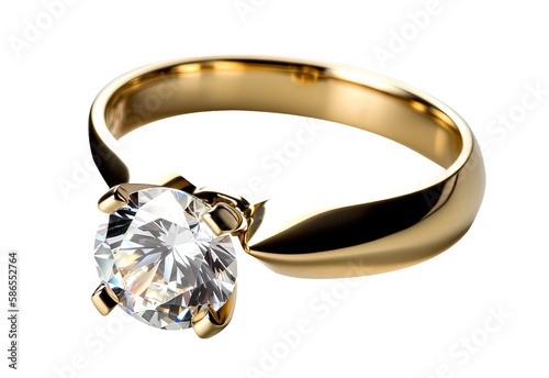 Wedding ring png - gold, diamond, transparent background, isolated, generative ai
