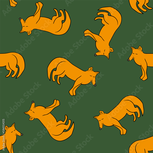 Vector isolated illustration of pattern with foxes.