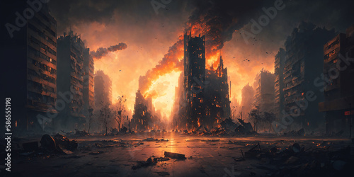 Post-apocalyptic ruined city  AI 