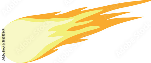 Vector cartoon falling down comet, meteorit and asteroid isolated on a white background. Space object with glowing gas and dust in a flat style. Good for sricker, icon, poster, decoration.