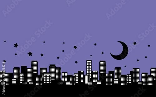 ビルシルエット_月_星