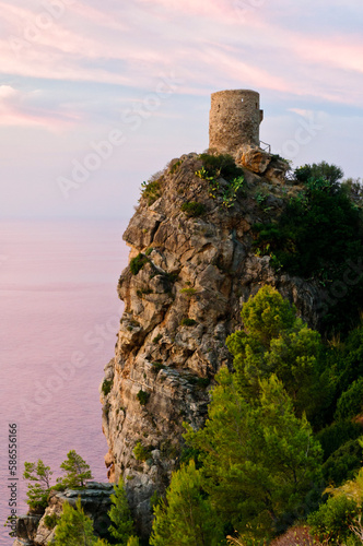 Watchtower Mirador de Ses Animes at dusk  Majorca  Balearic Islands  Spain  Europe